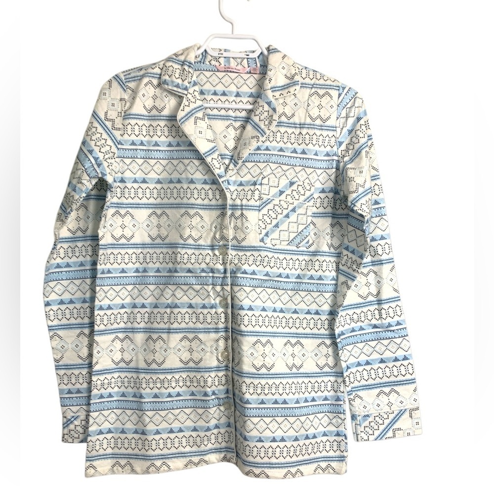 La Vie en Rose NWOT Flannel Pyjama Set Blue White and Grey